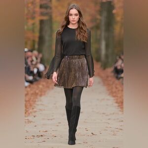 H&M Y2K Black/Gold Elastic Waist, Size M, Mini Skirt